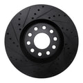R1 99-04 Audi S6 Front Left Drilled & Slotted Black Brake Rotor