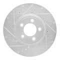 R1 06-08 Jaguar S-Type Front Left Drilled & Slotted Silver Brake Rotor