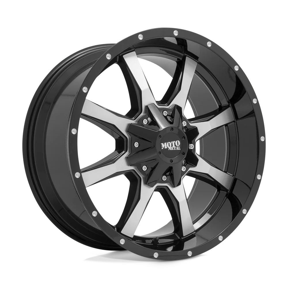 MO970 17x8 5x127.00/5x139.70 GLOSS BLACK W/MACHINED FACE (0 mm)