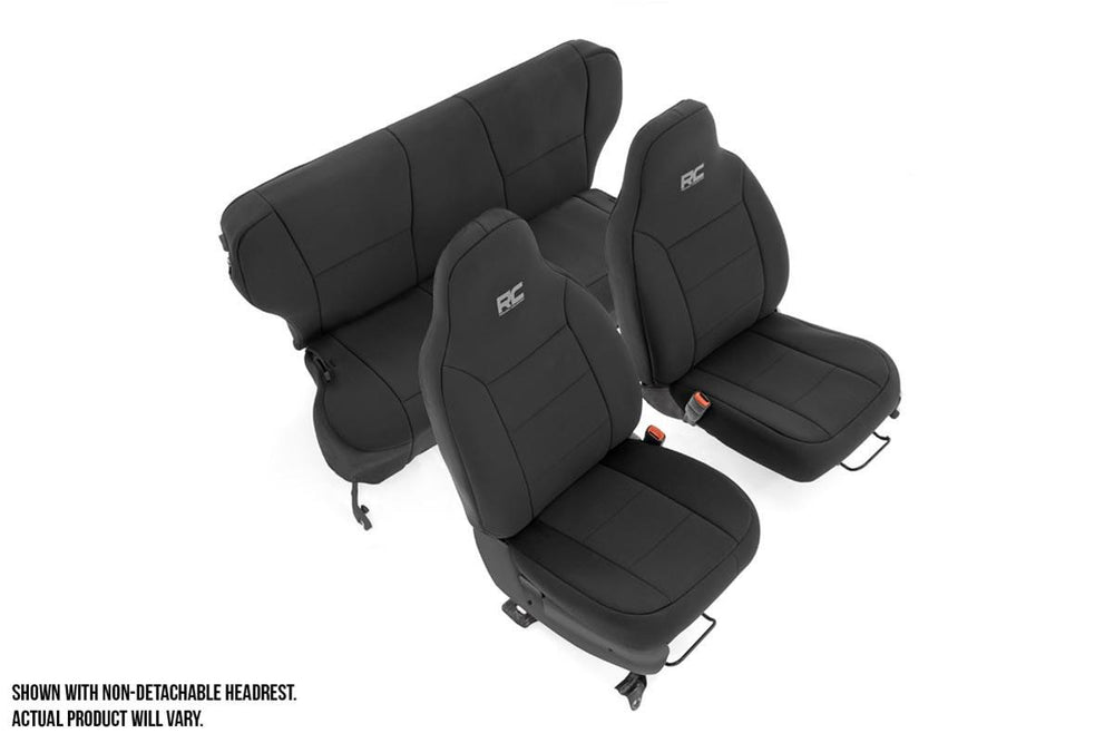 ~(15 lbs. 27X20X8)~ Jeep Neoprene Seat Cover Set Black [97-01 XJ w/ Detachable Headrest]