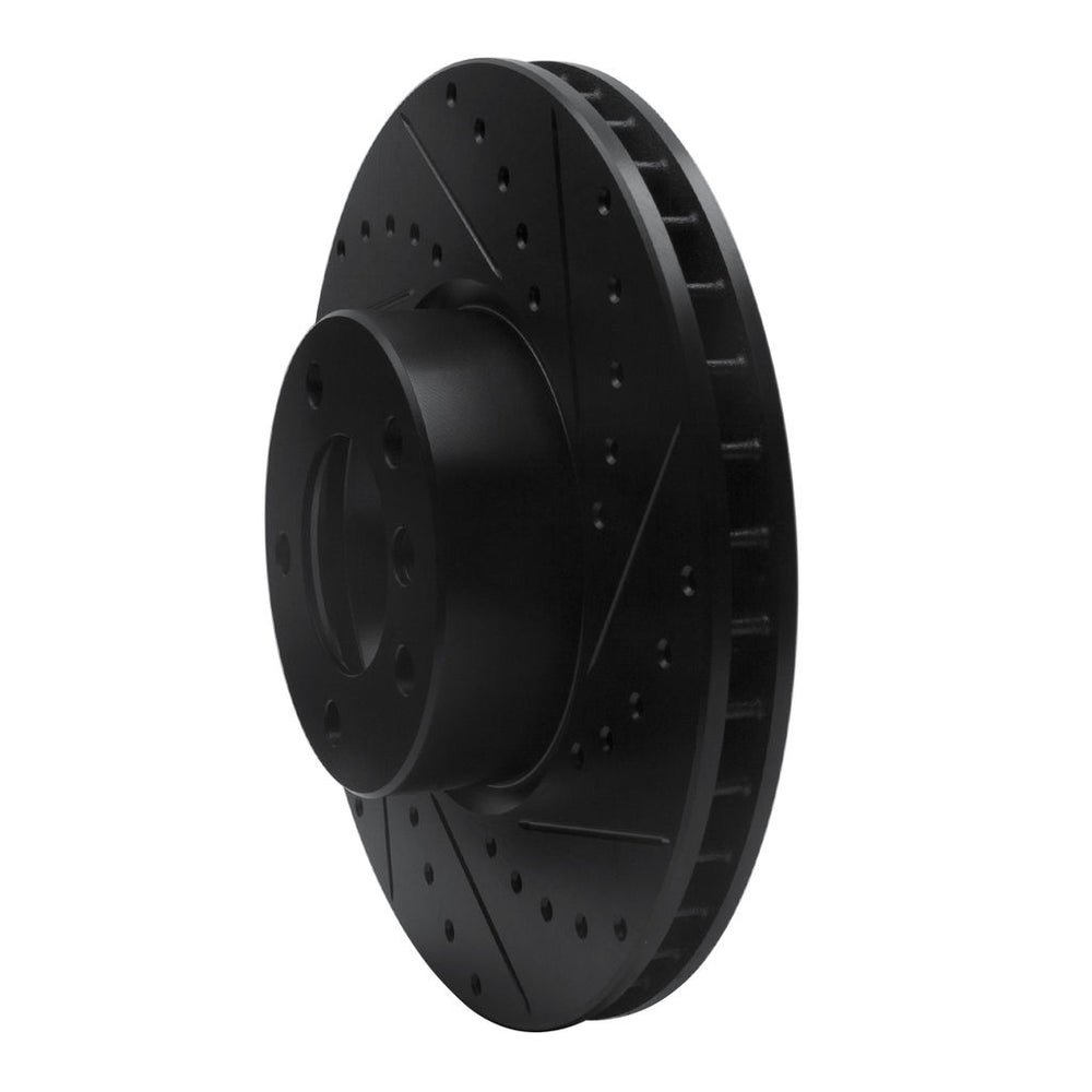 R1 00-03 BMW 530I Front Right Drilled & Slotted Black Brake Rotor