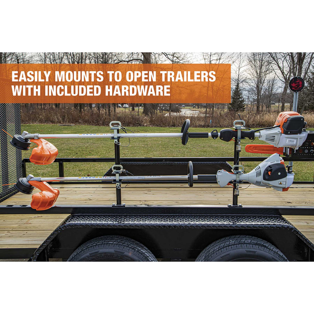 2 POSITION CHANNELSTYLE LOCKABLE TRIMMER RACK FOR OPEN LANDSCAPE TRAILERS