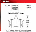 Hawk 98-02 Audi A4 Quattro Blue 9012 Race Rear Brake Pads