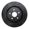 R1 16-24 Toyota Avalon Hybrid Front Left Drilled & Slotted Black Brake Rotor