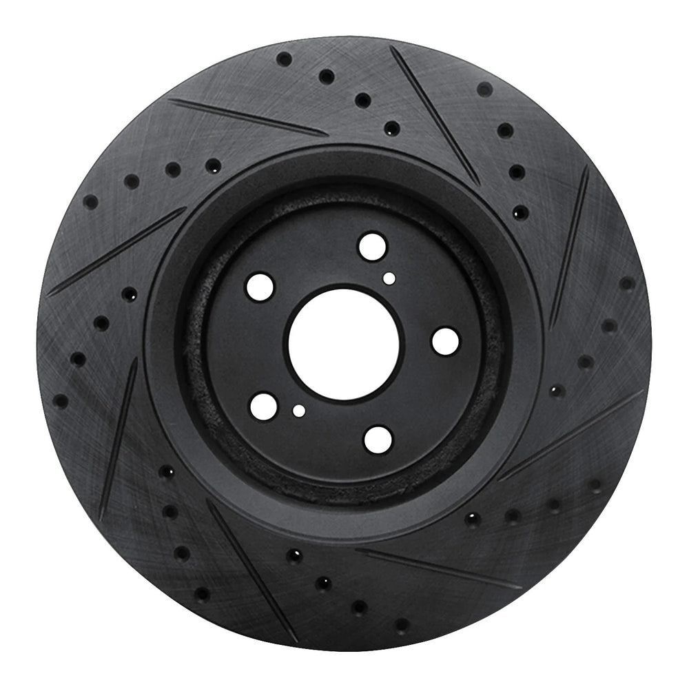 R1 16-24 Toyota Avalon Hybrid Front Left Drilled & Slotted Black Brake Rotor