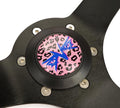 NRG Reinforced Steering Wheel (350mm/3in. Deep) SAVAGE Pink Leopard w/ Matte Blk Spokes