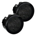 ~(1 lbs. 10X6X5)~ Jeep 07-18 JK Wrangler Round Front Turn Signal Lenses with White LEDs Located Under Front Headlights - Smoked Lens