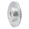 R1 87-89 Nissan 300ZX Turbo Front Left Drilled & Slotted Silver Brake Rotor