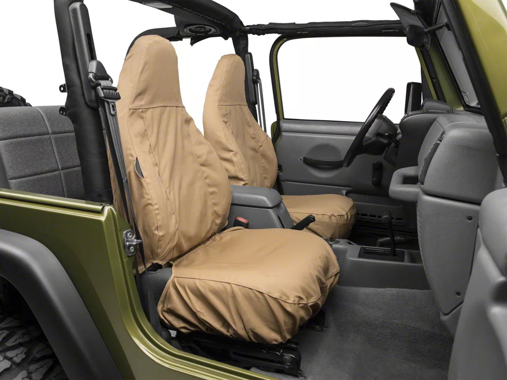 0306 WRANGLER FRONT HIGH BACK BUCKET SEATS SEAT SAVER POLYCOTTON TAN