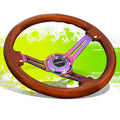 NRG Reinforced Steering Wheel (350mm / 3in. Deep) Brown Wood w/Blk Matte Spoke/Neochrome Center Mark