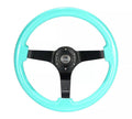 NRG Reinforced Steering Wheel (350mm / 3in Deep) Minty Fresh Wood Grain w/Black 3-Spoke Center