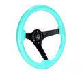 NRG Reinforced Steering Wheel (350mm / 3in Deep) Minty Fresh Wood Grain w/Black 3-Spoke Center