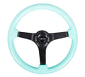 NRG Reinforced Steering Wheel (350mm / 3in Deep) Minty Fresh Wood Grain w/Black 3-Spoke Center