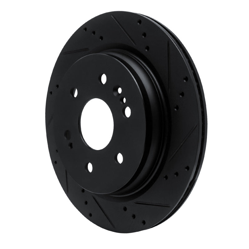 R1 19-25 Cadillac Escalade ESV Rear Right Drilled & Slotted Black Brake Rotor