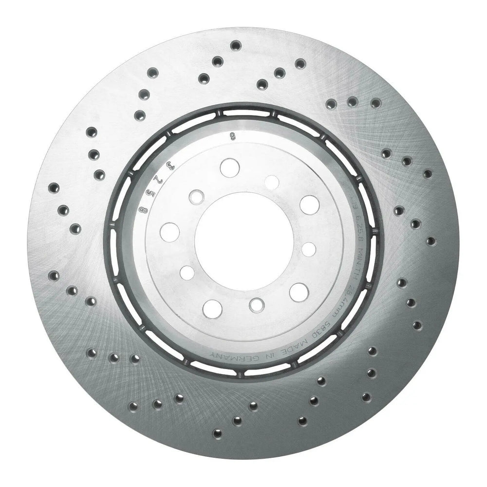 R1 08-11 BMW M3 Front Left Drilled Geo-Carbon Series Rotor
