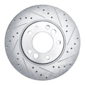 R1 1991-1993 BMW M5 Front Right Drilled & Slotted Silver Brake Rotor