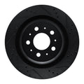 R1 2017-2025 Tesla Model 3 Rear Right Drilled & Slotted Black Brake Rotor