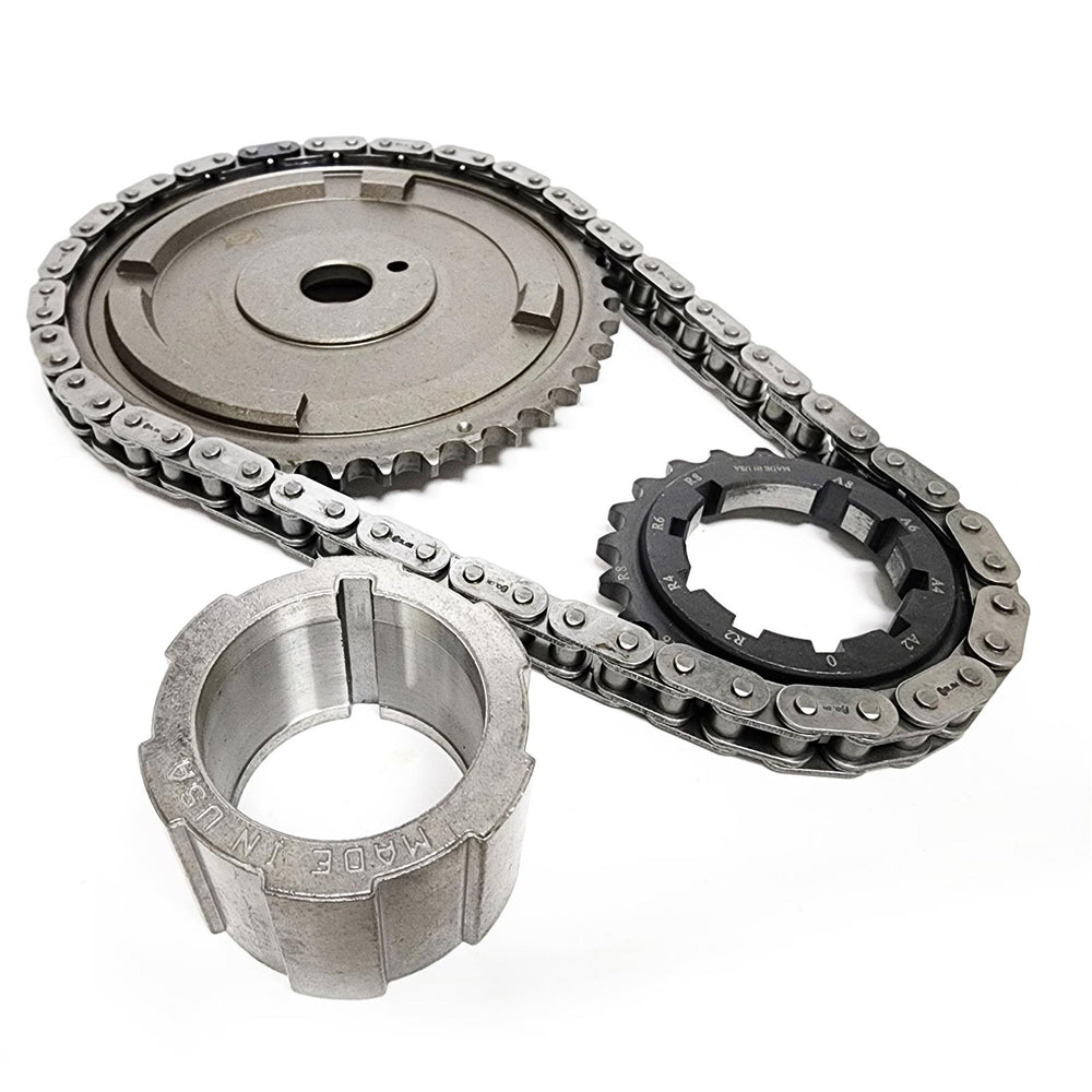 TIMING CHAIN SET PQX SINGLE ROLLER GM LS1 6.0L 3 BOLT 4 SENSOR W/ THRUST B