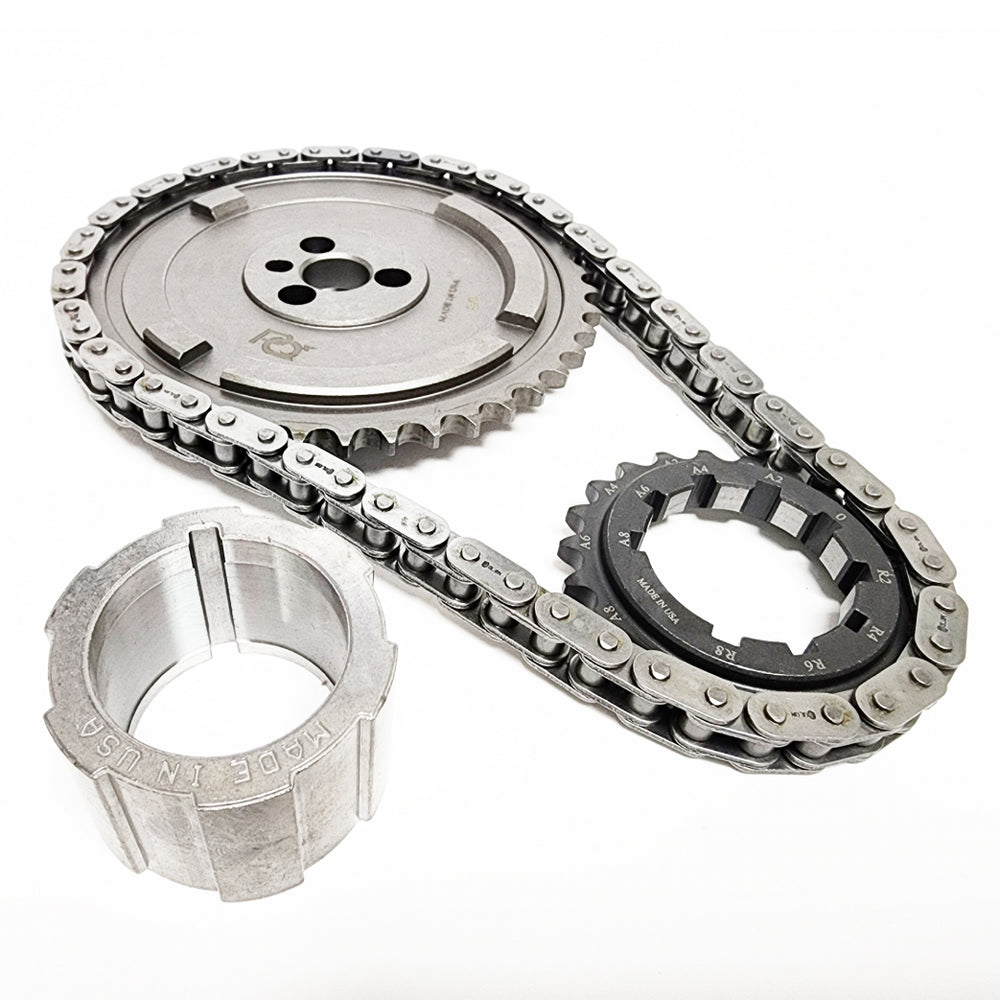TIMING CHAIN SET PQX SINGLE ROLLER GM LS3 6.0L 6.2L 3 BOLT CAM W/ THRUST B