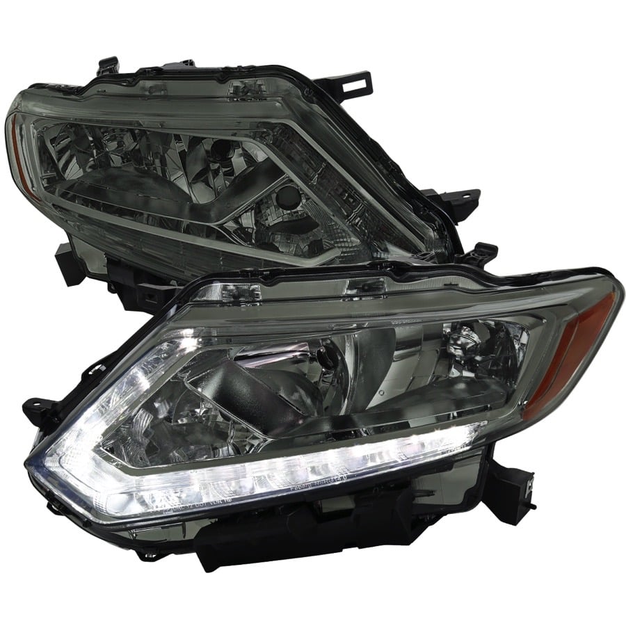 OE HALOGEN LED BAR HEADLIGHTS CHROME HOUSING SMOKED LENS - H11 LOW BEAM H9 HIGH BEAM 194 PARKING LIGHT - 7444 SIGNAL LIGHT NOT INCLUDED