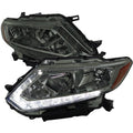 OE HALOGEN LED BAR HEADLIGHTS CHROME HOUSING SMOKED LENS - H11 LOW BEAM H9 HIGH BEAM 194 PARKING LIGHT - 7444 SIGNAL LIGHT NOT INCLUDED