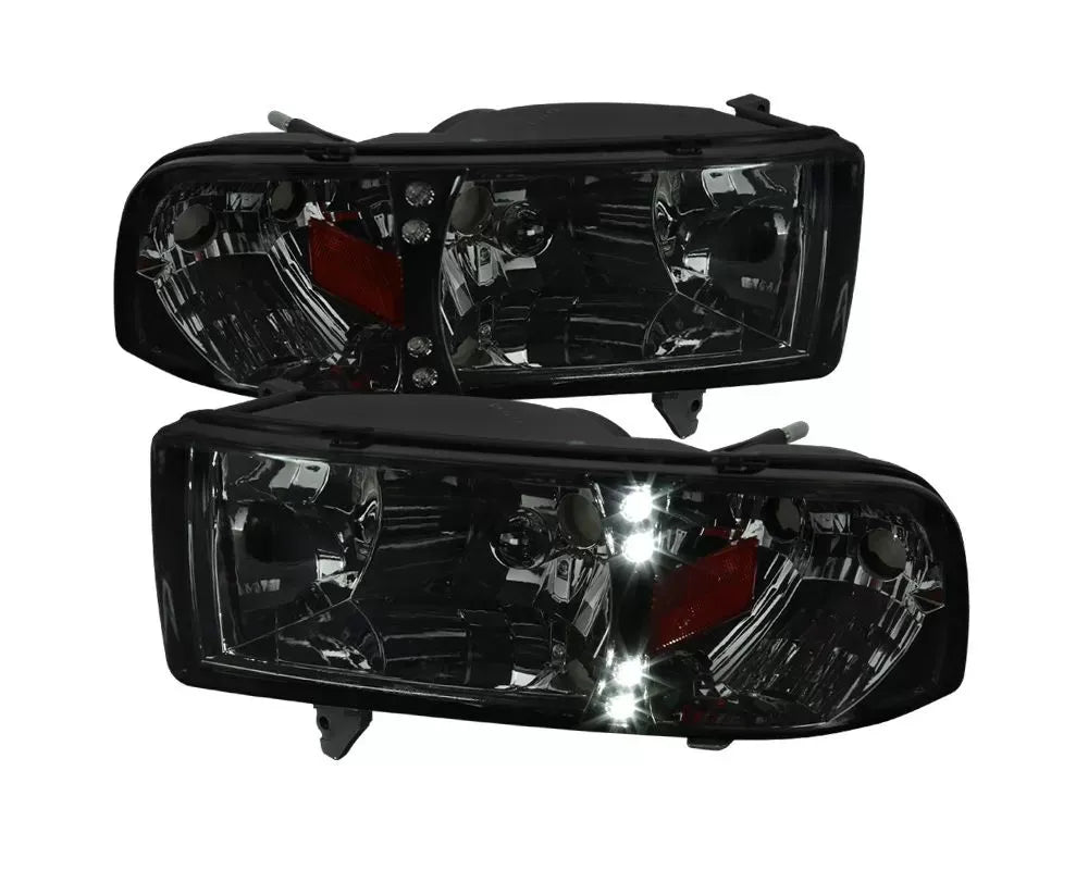 HEADLIGHT WITH LED BAR CHROME HOUSING AND SMOKED LENS AMBER REFLECTOR - USES STOCK BULBS