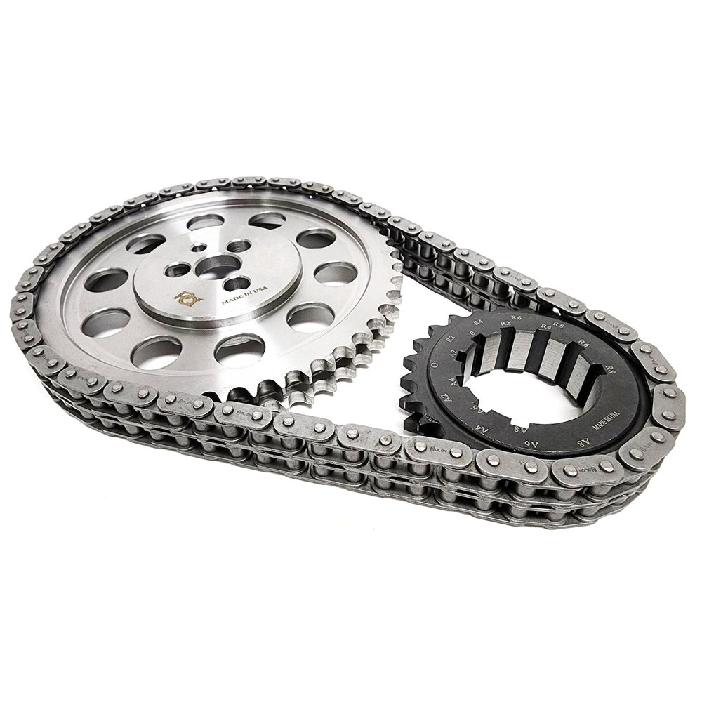 TIMING CHAIN SET PQX DBL ROLLER MOPAR V8 383 3 BOLT CAM W/ 9 KEYWAY