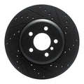 R1 10-19 BMW 535I GT xDrive Rear Right Drilled & Slotted Black Brake Rotor