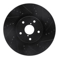 R1 05-17 Subaru WRX STI Front Right Drilled & Slotted Black Brake Rotor