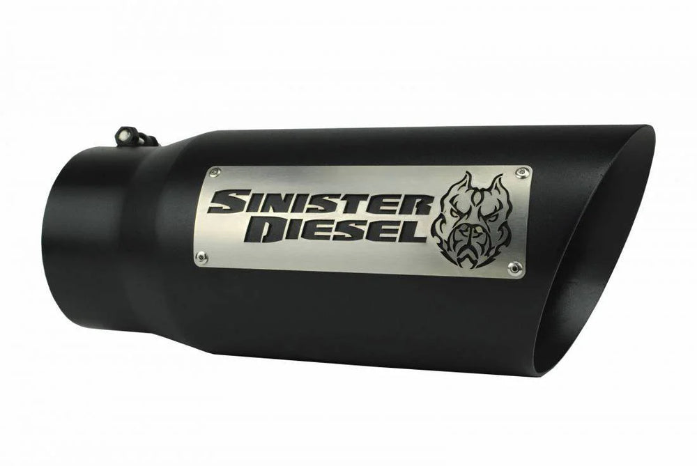 Sinister Diesel Dual Wall Exhaust Tip W/ Angle Cut (5in. to 6in.) - Black