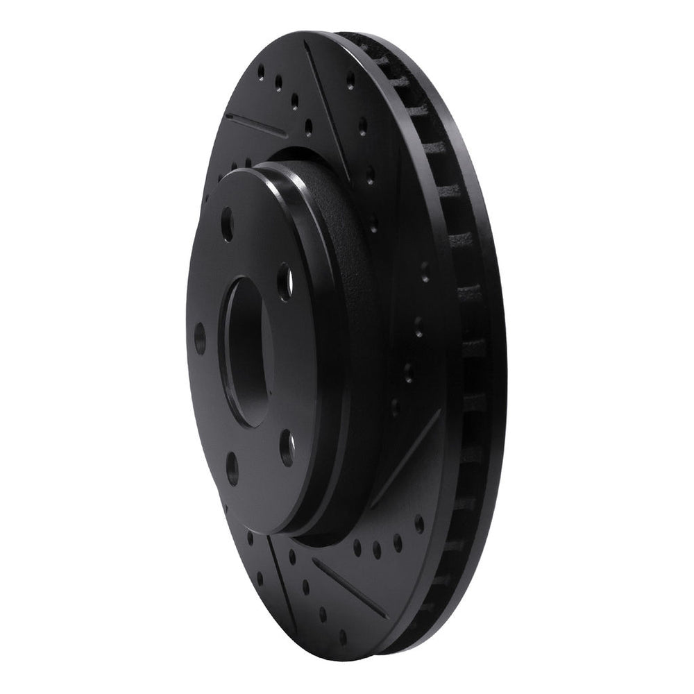 R1 07-18 Jeep Wrangler Front Right Drilled & Slotted Black Brake Rotor