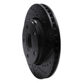 R1 07-18 Jeep Wrangler Front Right Drilled & Slotted Black Brake Rotor