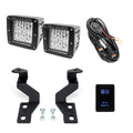 Cali Raised 14-21 Toyota Tundra Low Profile Ditch Light Brackets Kit - Blue Backlight - Small