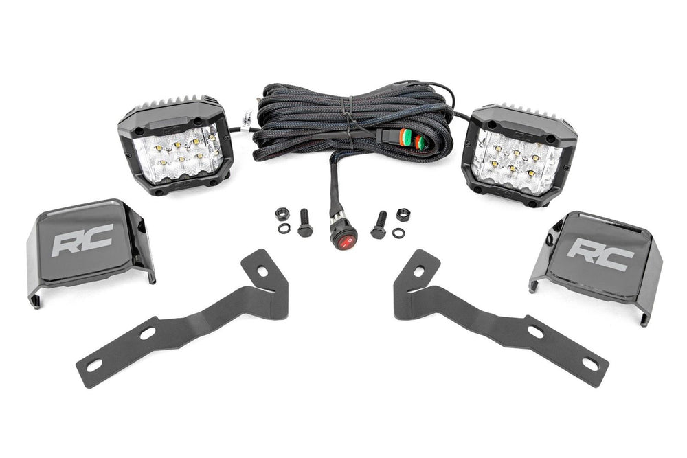 Rough Country LED Light Kit Ditch Mount 3 OSRAM Wide Toyota Tacoma 2WD 4WD (16-23) 71084