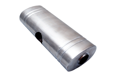 OVAL MUFFLER 8IN X 5IN X 24IN EAST WEST 3IN CENTRE INLET DUAL 2.5IN OUTLET 304S