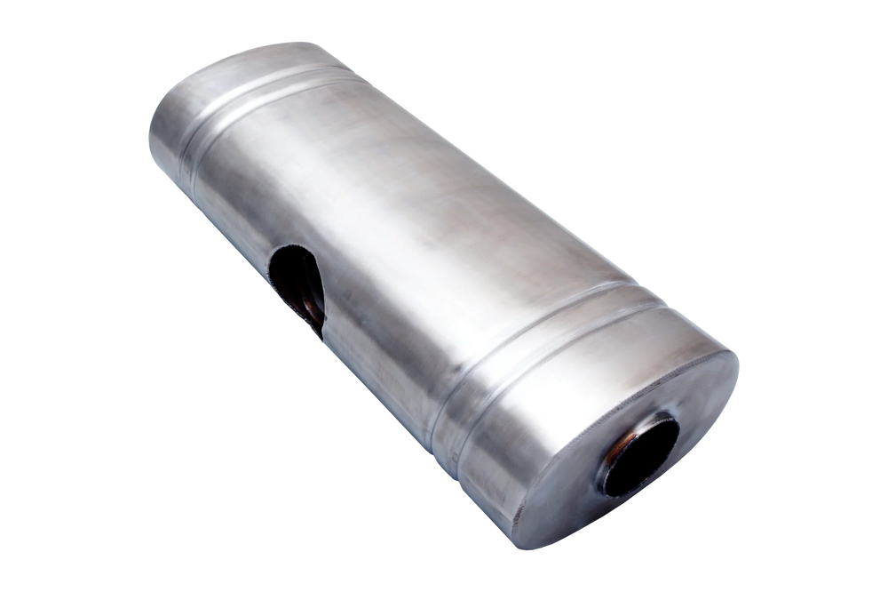 OVAL MUFFLER 8IN X 5IN X 24IN EAST WEST 3IN CENTRE INLET DUAL 2.5IN OUTLET 304S