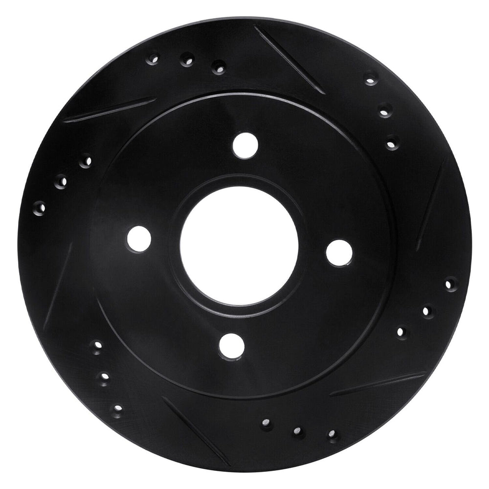 R1 94-95 Alfa Romeo 164 Front Right Drilled & Slotted Black Brake Rotor