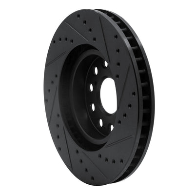 R1 93-98 Toyota Supra Front Left Drilled & Slotted Black Brake Rotor