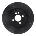 R1 09-14 Mini Cooper (Excl Clubman) Front Right Drilled & Slotted Black Brake Rotor