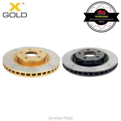 DBA 01-07 Toyota Corolla Front Drilled & Slotted Street Series Rotor w/Gold Hat