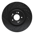 R1 12-16 Honda CR-V Front Left Drilled & Slotted Black Brake Rotor