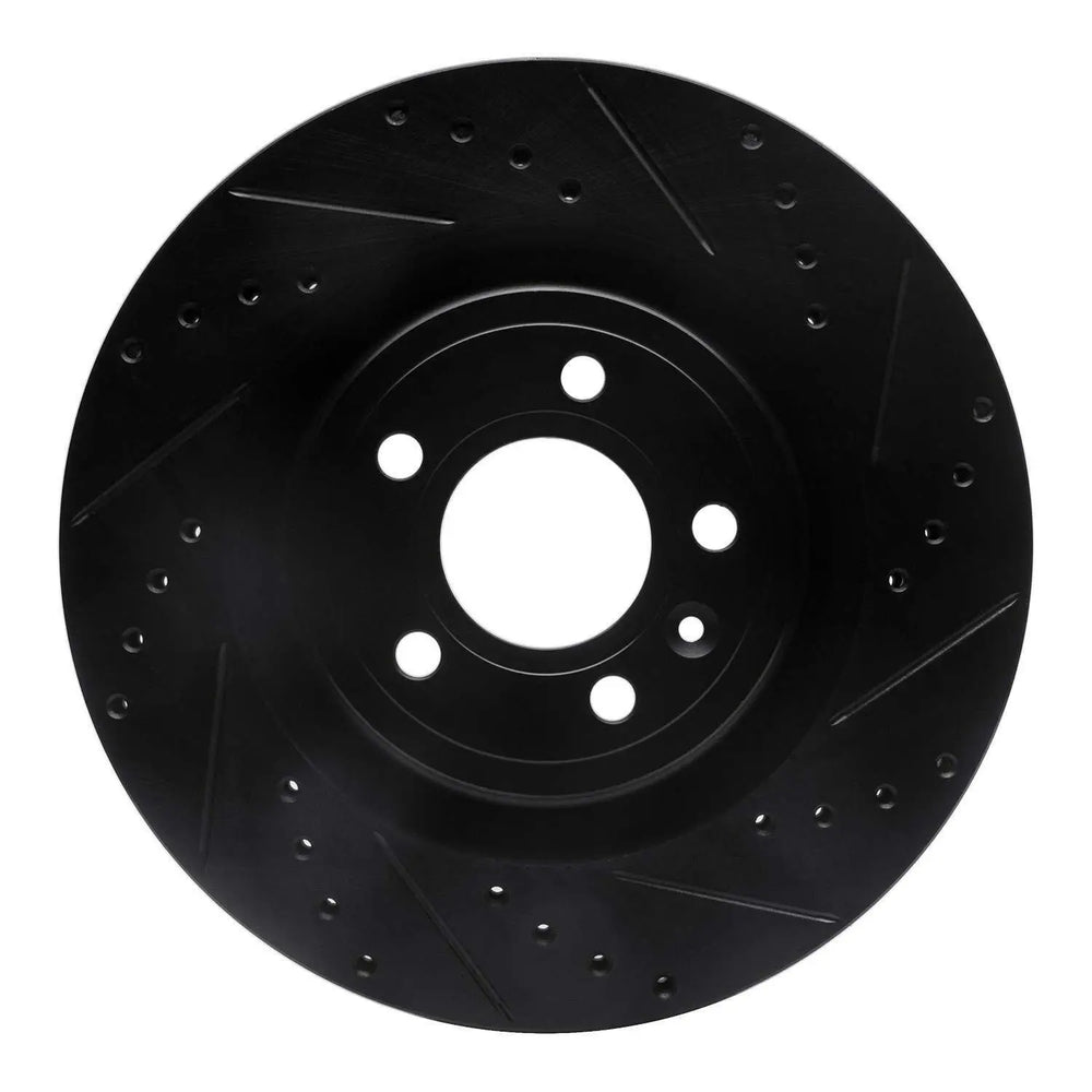 R1 11-14 Ford Mustang Front Right Drilled & Slotted Black Brake Rotor