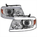 HEADLIGHTS WITH LED BAR CLEAR LENS MATTE BLACK HOUSING AND AMBER REFLECTOR