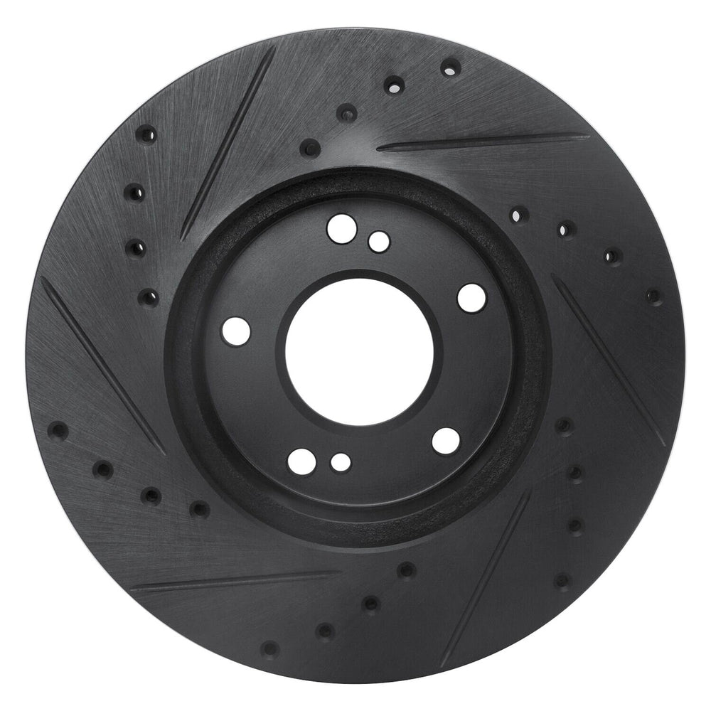 R1 89-90 Nissan 300ZX Front Right Drilled & Slotted Black Brake Rotor
