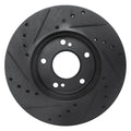 R1 89-90 Nissan 300ZX Front Right Drilled & Slotted Black Brake Rotor