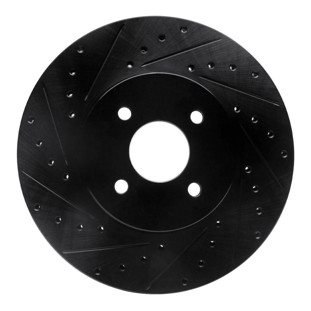 R1 02-04 Ford Focus Front Left Drilled & Slotted Black Brake Rotor