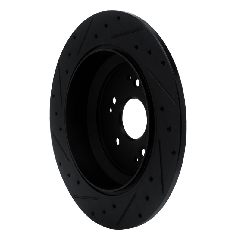 R1 14-16 Acura MDX Rear Right Drilled & Slotted Black Brake Rotor