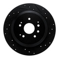 R1 14-16 Acura MDX Rear Right Drilled & Slotted Black Brake Rotor