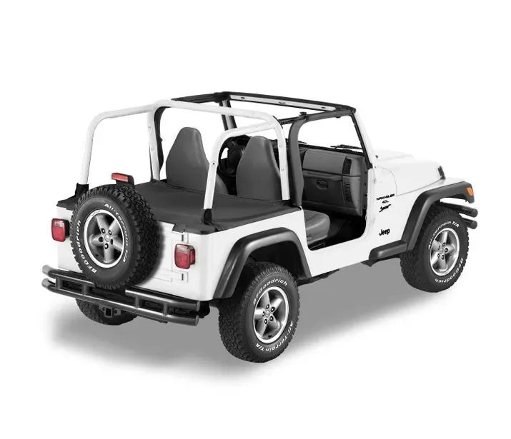 ~(5 lbs. 20X10X10)~ Duster Deck Cover Black Denim Jeep 97-02 Wrangler; With factory soft top bows folded down