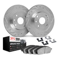 DFC 80-84 Volkswagen Jetta/Rabbit Front Drill/Slot Silver Rotors 5000 Adv Brake Pads w/Hardware